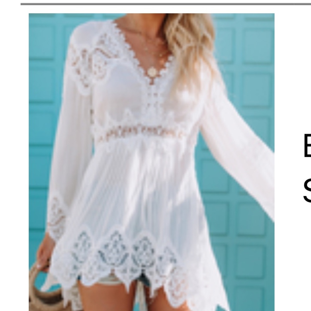 Ethereal Lace Bell Sleeve Tunic